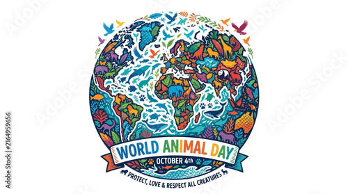 World Animal Day Globe Illustration