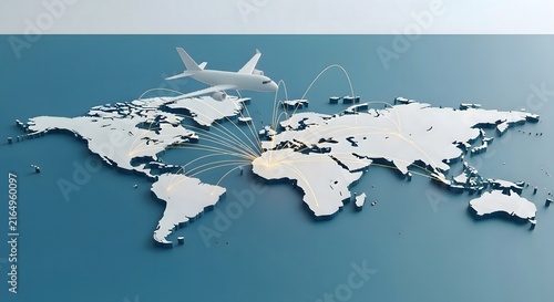 Global Air Travel Network Connecting Continents and Cities