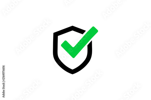 Verified Security Shield With Green Checkmark Icon Representing Protection, Approval and Trust