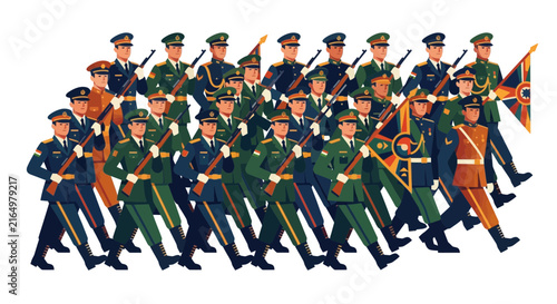 Foto Military Parade Formation Isolated