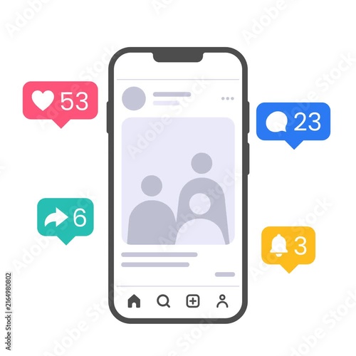 Social Media Smartphone Notifications Animation on Transparent Background
