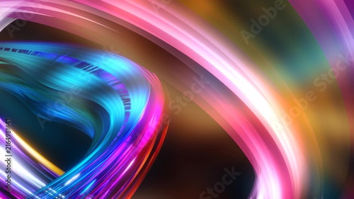 3D Render A mesmerizing abstract 3D render featuring vibrant, flowing light trails that spiral and twist against a deep