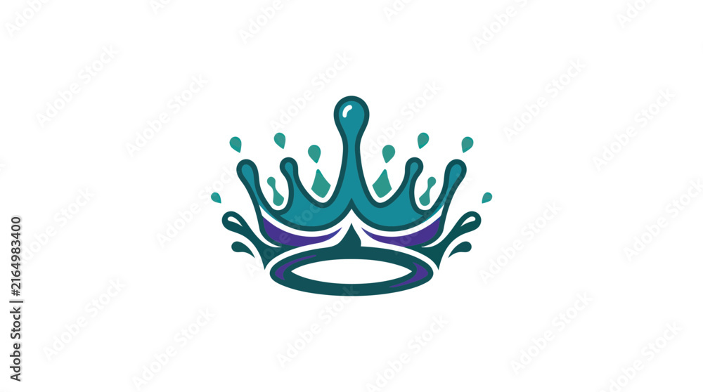 Fototapeta premium Crown icon merging with liquid splash droplets.