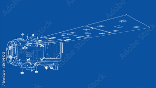 satellite blueprint design. Vector