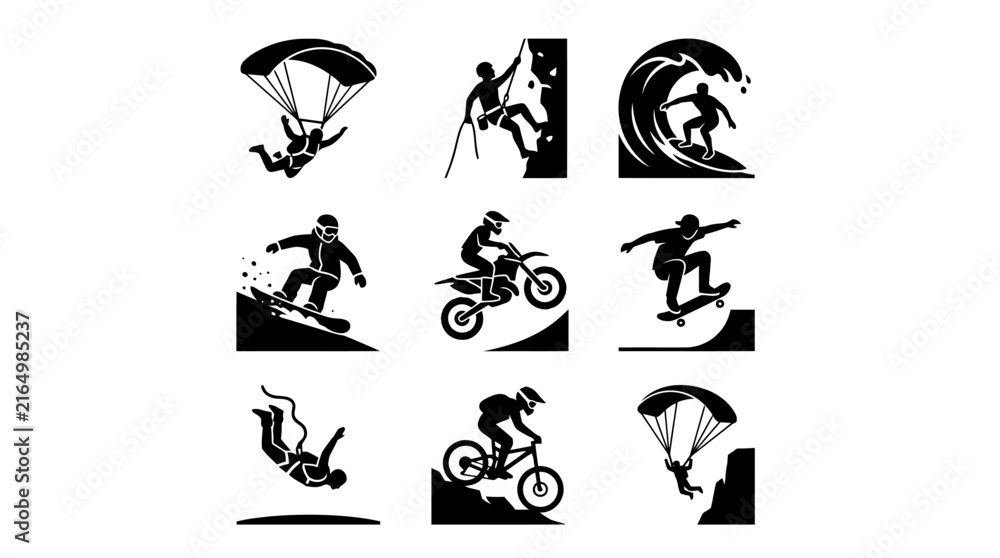 Fototapeta premium People doing extreme sports actions.