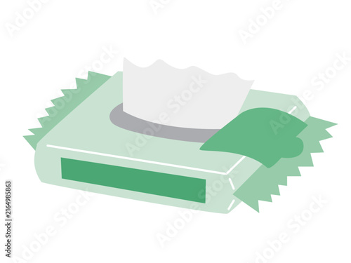 Wet wipes pack with sheet pulled out for hygiene／ウェットティッシュ・除菌シート