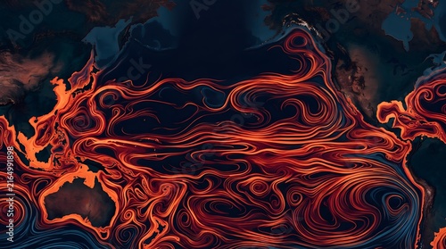 World map showing global warming ocean currents