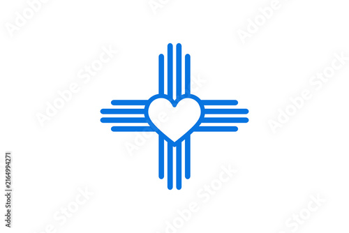 Blue Heart Cross Medical Logo Symbol for Healthcare, Hospital, Charity and Community Care