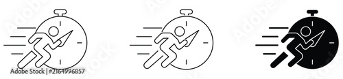 Cuadro en lienzo Time Management and Speed Line Icons Set – Productivity, Fast Delivery, Deadline