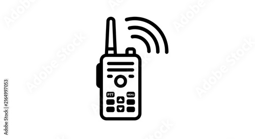 a handheld radio communication device with a short antenna and simple signal waves radiating outward