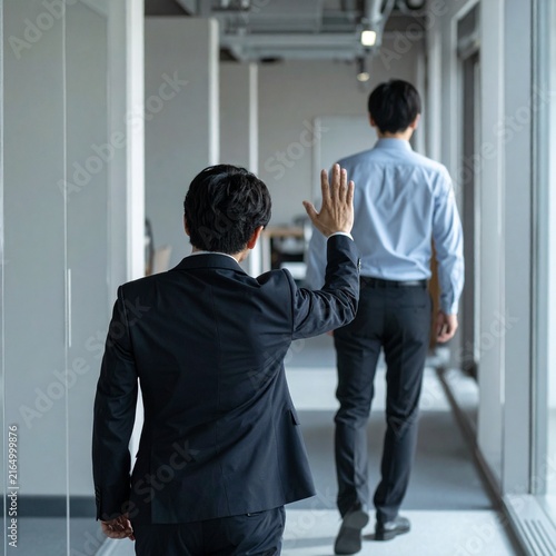 Fototapeta kuchenna 忙しい職場で仕事を頼めず戸惑う会社員