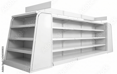 Isolated Empty Retail Display Rack with Top Header Boards