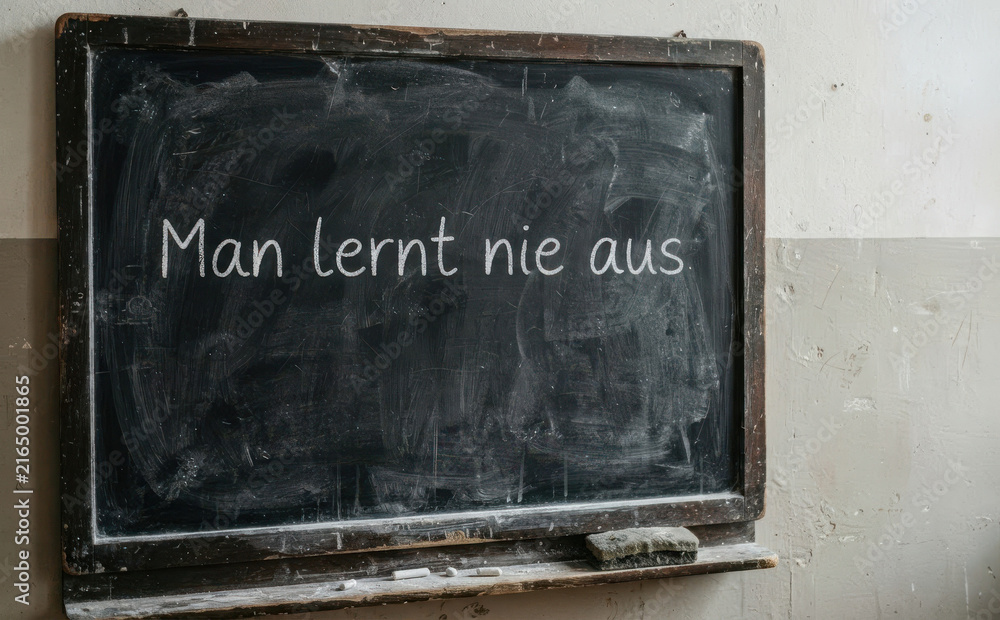 Obraz premium Man lernt nie aus - Lebenslanges Lernen und Bildung auf Schultafel