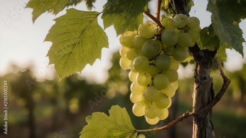 Close-up of a green grape hanging on a tree