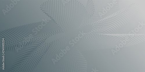 Abstract Silver Energy Currents Flowing Across a Soft Gray Horizon with Intricate Halftone Dot Patterns