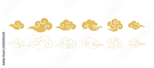 golden cute oriental cloud motif