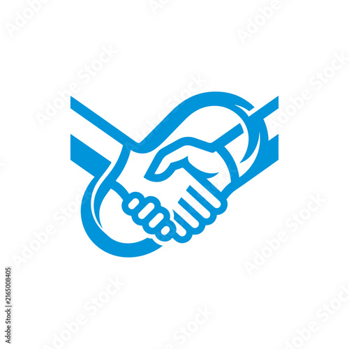 Blue handshake forming an infinity symbol representing partnership and endless collaboration.