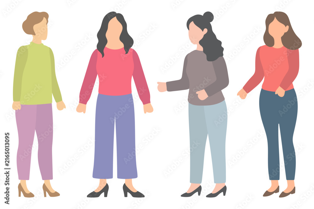 Obraz premium Group of Professional Women Standing Together Illustration