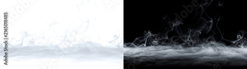 Fotografía White fog smoke rolling across the ground with rising wisps for atmospheric desi