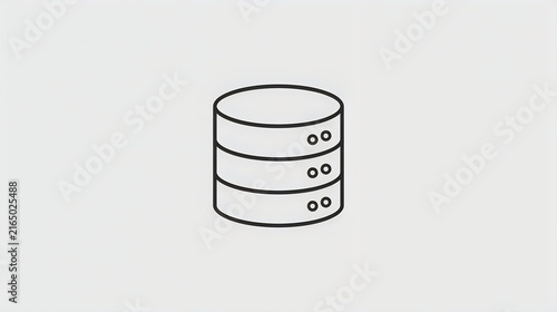 Minimalist database server icon with layered storage structure and flat line art design.