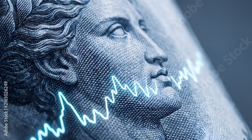 Digital economy and currency market trend line with graph
