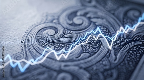 Economy currency trend showing financial growth on banknote texture