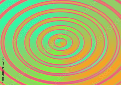 Abstract background featuring vibrant concentric circles in shades of bright green and warm orange creating a hypnotic ripple effect