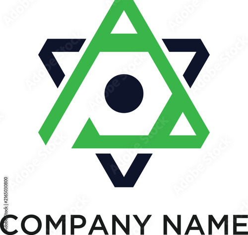 initial P Sri yantra logo design vector