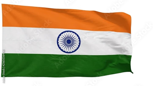 Waving National Flag of India Isolated on White Background for Independence Day Celebration