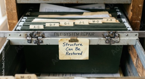 File System Repair: Structure Can Be Restored in Vintage Filing Cabinet
