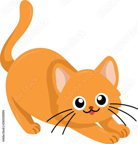 Handdrawn Playful Orange Cat Illustration on a Plain White Background