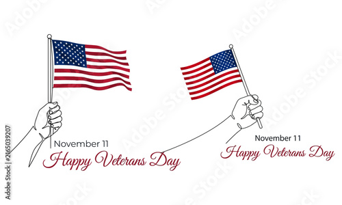 Happy Veterans Day American Flag Hand Illustration Patriotic Tribute