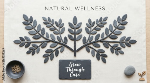 Natural Wellness Emblem with Growth Through Care Message