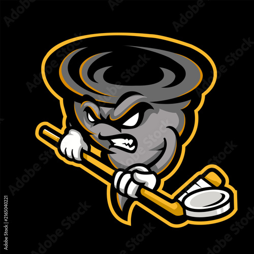 Aggressive Tornado Ice Hockey Sports Mascot Logo