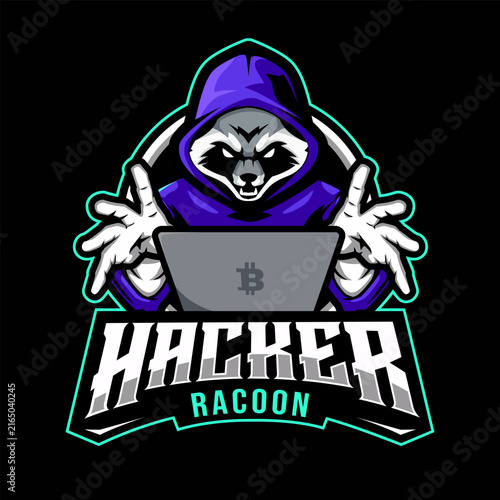 Hacker Raccoon Esports Mascot Logo Vector Illustration