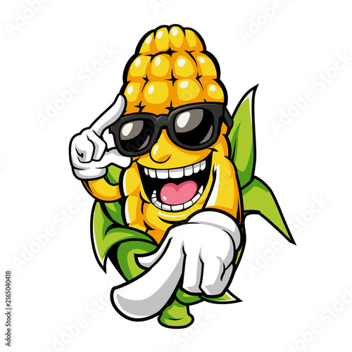 Cool Corn Mascot Character Wearing Sunglasses