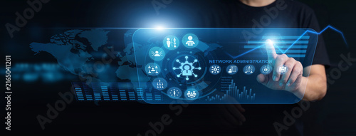Konstfotografi Systems operator using modern interface for network administration