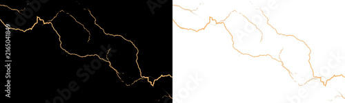 фотографія Abstract gold vein pattern on black and transparent background