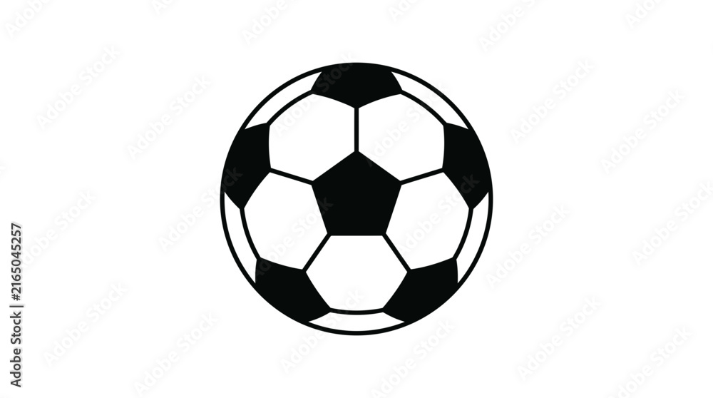 Fototapeta premium Black and white soccer ball icon, simple football graphic for sports design