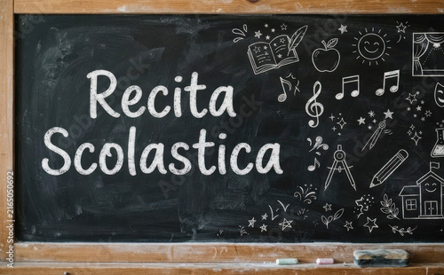 Recita Scolastica - Lavagna con scritta per spettacolo scolastico, saggio di fine anno e recite dei bambini