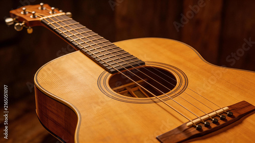 Cuadro en lienzo Closeup of an acoustic guitar