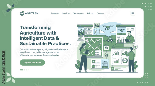 Intelligent data and sustainable agriculture landing page.