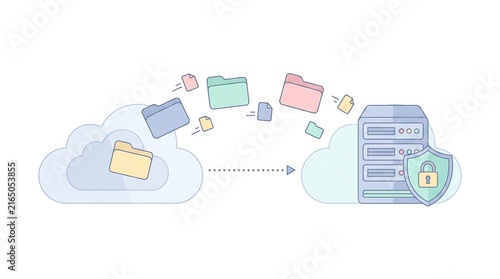 Secure Cloud Data Transfer and Server Storage Illustration