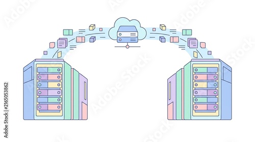 Cloud Computing and Data Storage Vector Illustration