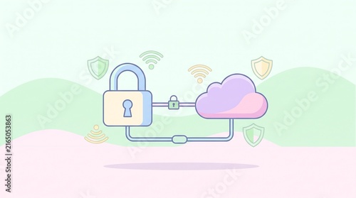 Secure Cloud Storage and Data Protection Vector
