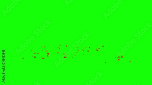 Red Water Splash Impact Droplets Rising on Green Screen Liquid Splash