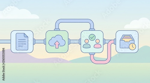 Digital Business Workflow and Data Management Illustration