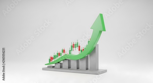 Green financial bar chart featuring candlestick patterns representing investment gains and market rise financial candlestick business investment analysis positive increase