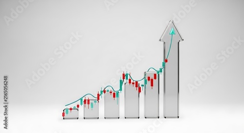 Silver financial bar chart with candlestick patterns demonstrating corporate success and market upward movement financial candlestick business investment analysis positive increase
