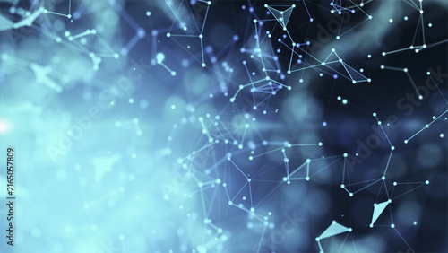 Abstract Connected Network with Glowing Nodes and Lines Technology Background